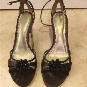 Ann Taylor brown satin sandals